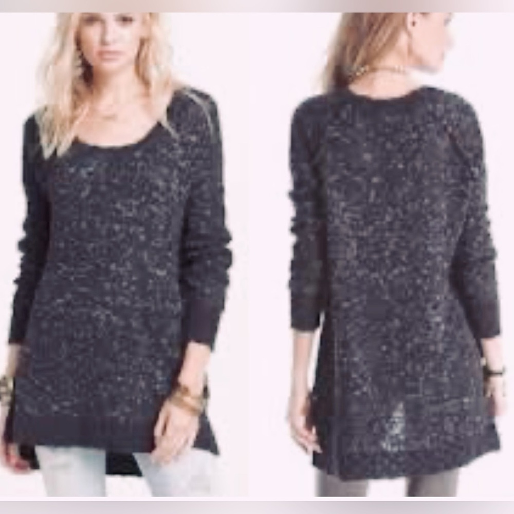Free People Honeycomb Jeepers Gray/White Cable Knit Sweater Womens Medium
